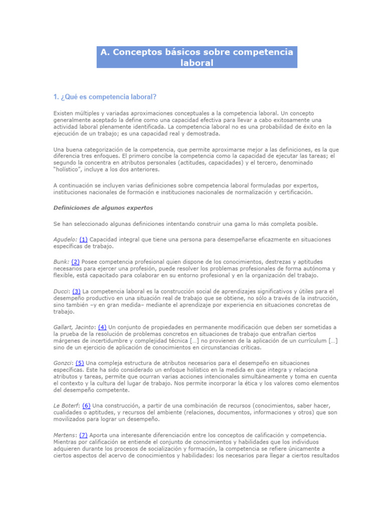 Definición y enfoques de competencias laborales | PDF | Gestión de ...