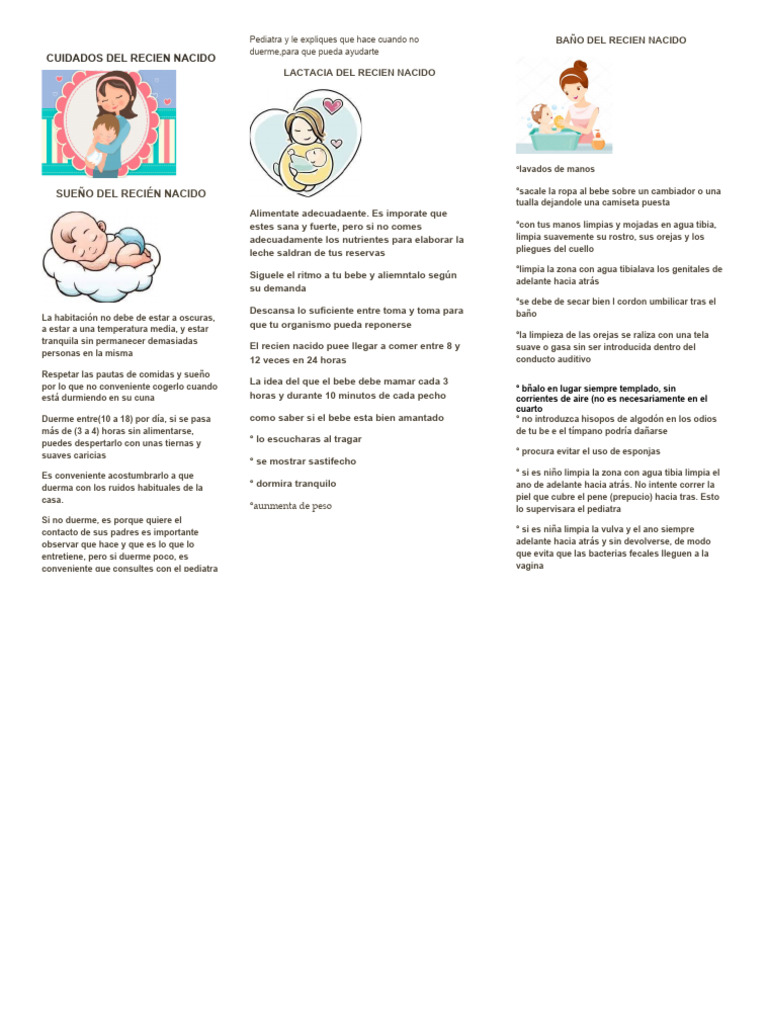 Cuidados Del Recien Nacido Pdf Infantes