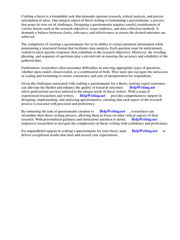 How To Make Questionnaire in Thesis | PDF | Questionnaire | Survey ...