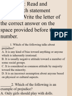 Analyze Each Statement Carefully. Write The Letter of The Correct Answer On The Space Provided Before The Number