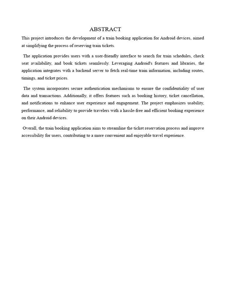 Abstract for train booking pdf