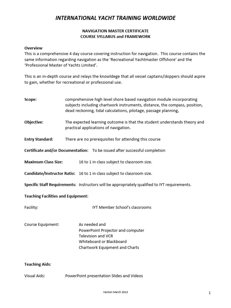 Navigation Master Certificate Course Syllabus | PDF | Navigation