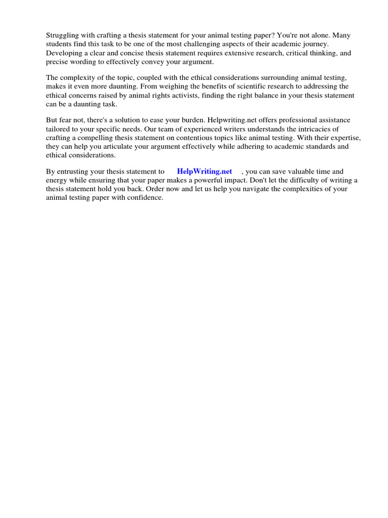 Crafting Thesis Statements on Animal Testing | PDF
