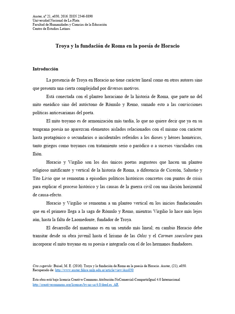 Troya y Roma en la poesía de Horacio | PDF | Troya | Virgilio