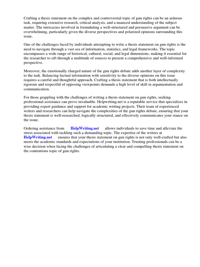 Thesis Statement Gun Rights PDF Gun Control Violence