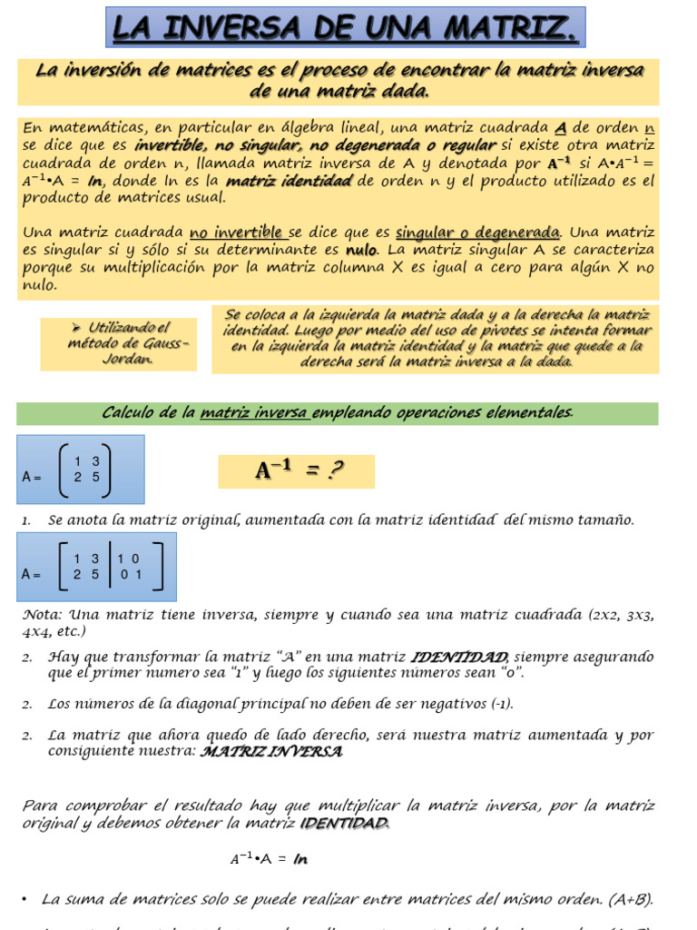 1.3. La Inversa de Una Matriz | PDF