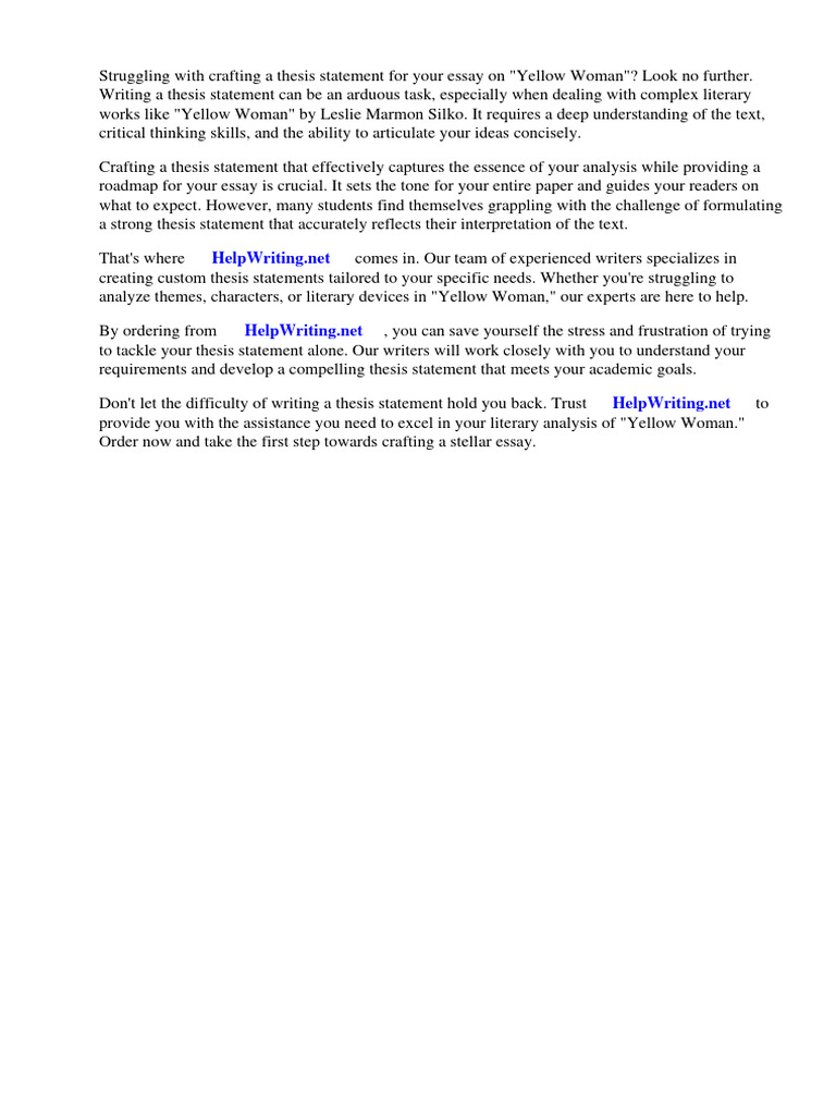 Thesis statement for yellow woman pdf the yellow wallpaper essays