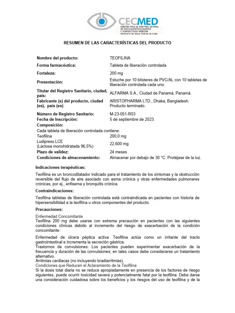 M23051R03 Teofilina | PDF