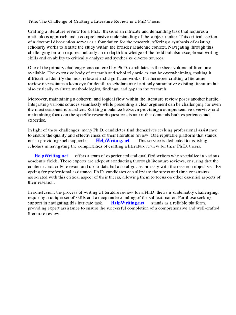 HOW TO WRITE A LITERATURE REVIEW FOR PHD THESIS visual data 5