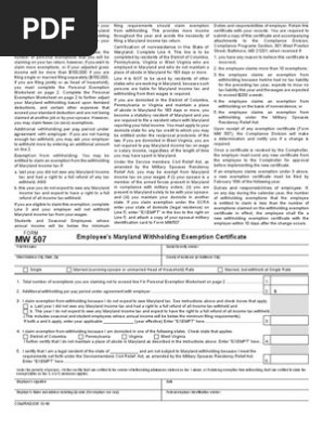Mw 507 Pdf Withholding Tax Personal Exemption United States