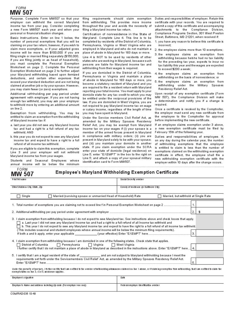 Adjust Maryland withholding | PDF | Withholding Tax | Personal ...