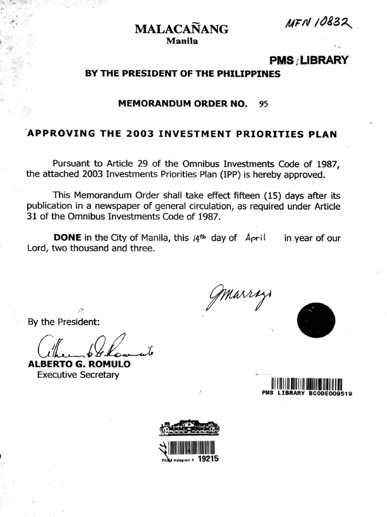 2003 Investment Priorities Plan PDF