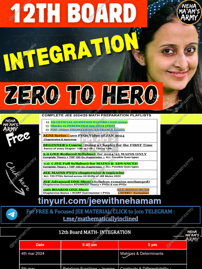 Cbse 2024 12th Board Integration Pdf Integral Trigonometric