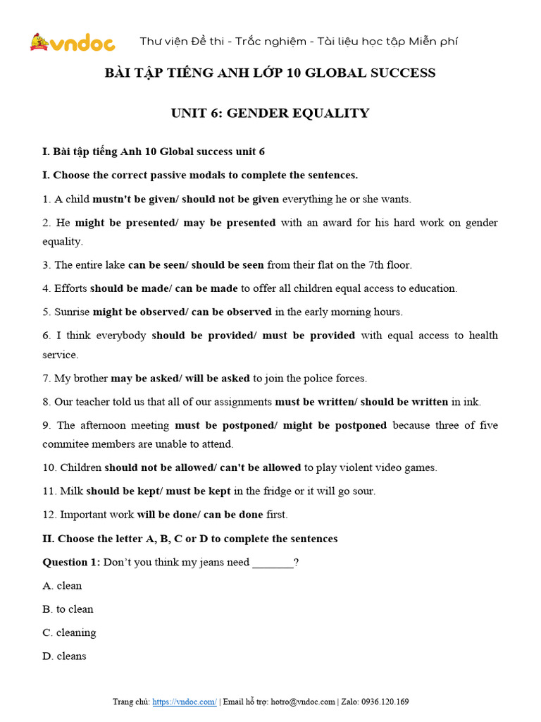 Trac nghiem ngu phap tieng anh lop 10 unit 6 gender equality pdf