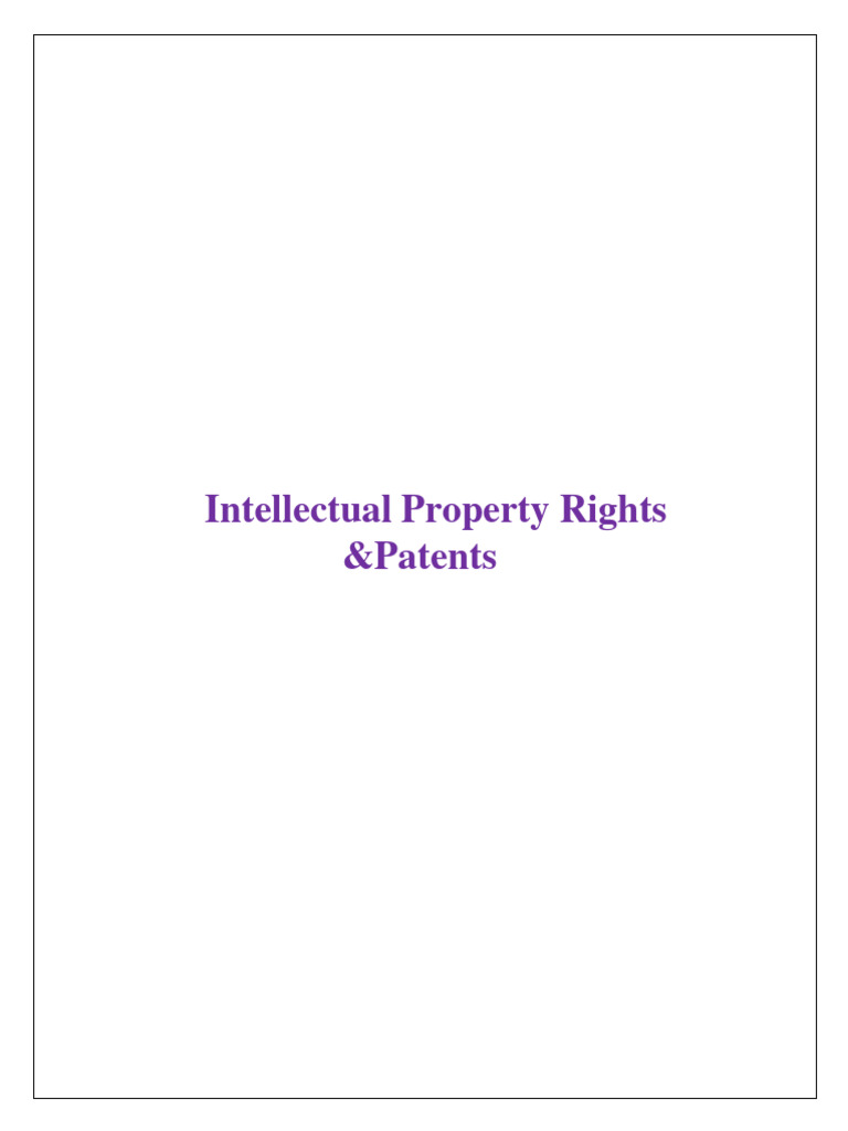 Ipr Notes Pdf Intellectual Property World Intellectual Property