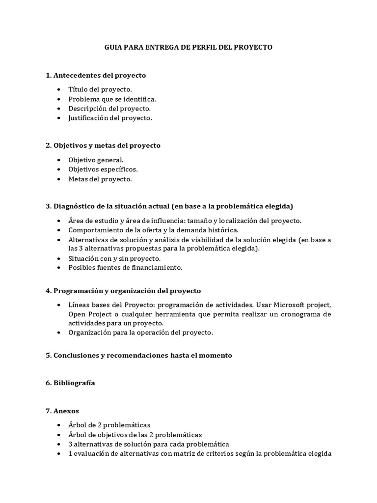 Guia para Entrega de Perfil Del Proyecto | PDF