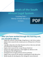 Learning Unit 2 The History of South African Law Lecture 1