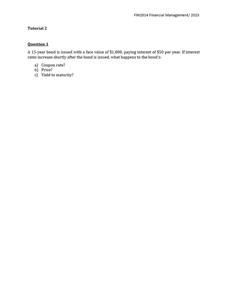 Financial Management Bond Analysis Guide | PDF | Bonds (Finance ...