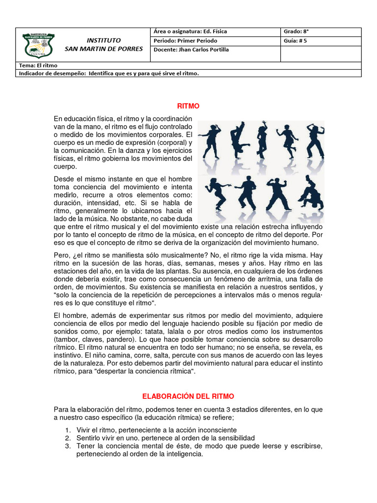 Importancia del Ritmo en Educación Física | PDF | Ritmo | Bailes