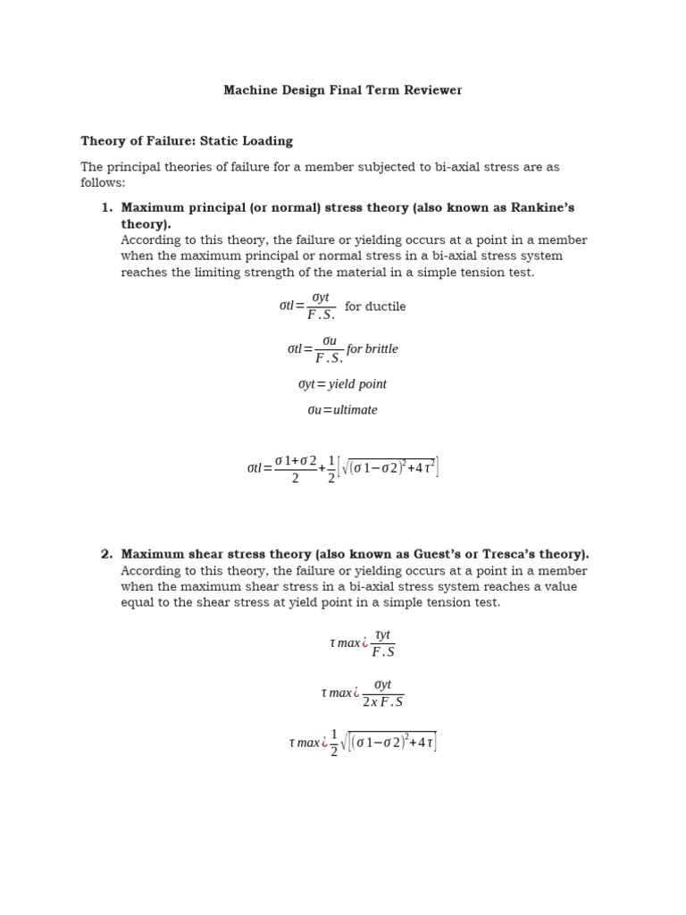 Bi-Axial Stress Failure Theories | PDF | Yield (Engineering) | Civil ...