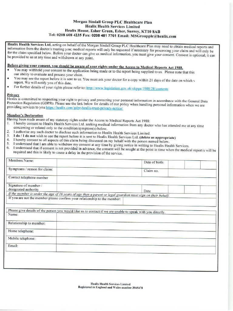 Healix Consent Form | PDF