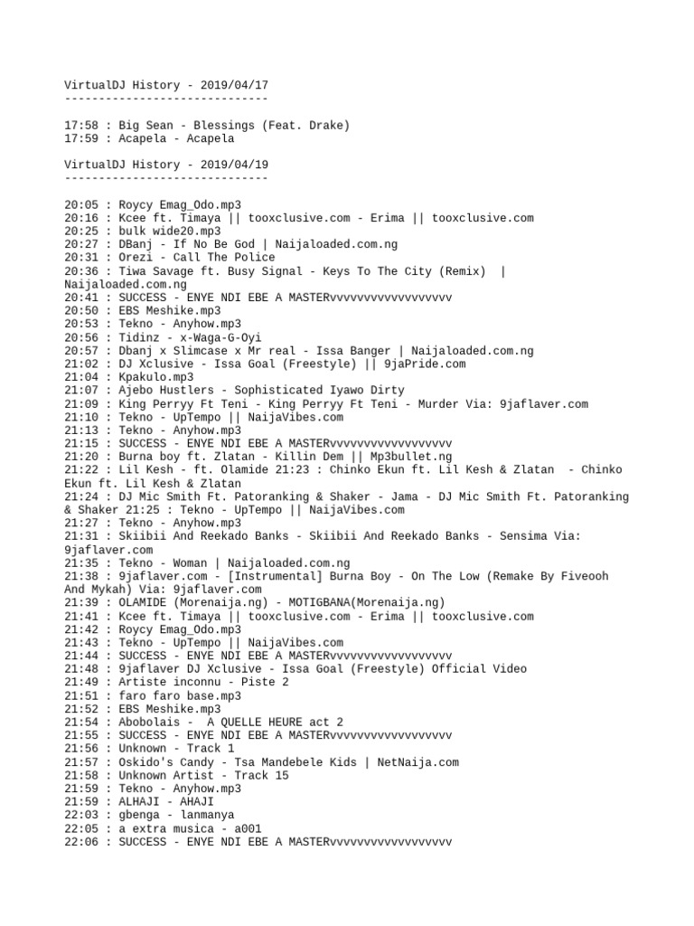 VirtualDJ Mix History: April 2019 | PDF | Musicians | Popular Music