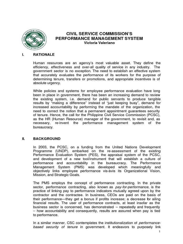 CSC Performance Management System Overview | PDF | Performance ...