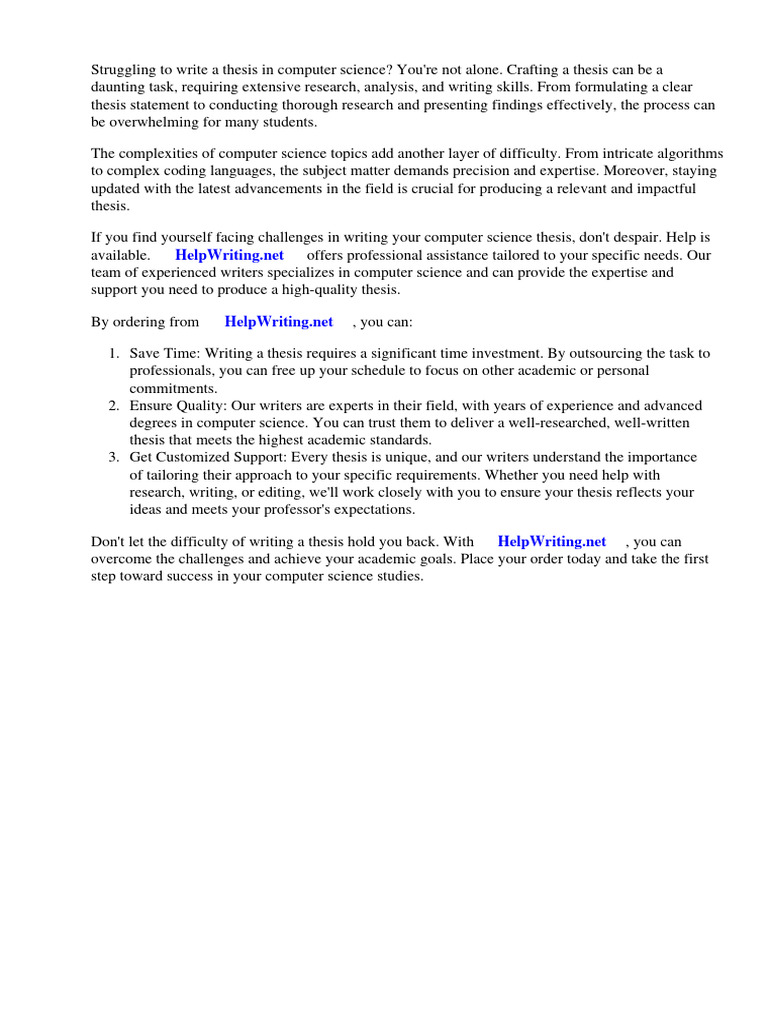 Thesis in Computer Science | PDF | Career & Growth
