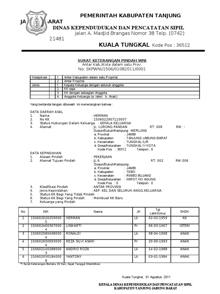 Syarat Urus Surat Pindah