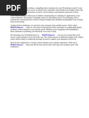3d Printing Thesis Statement