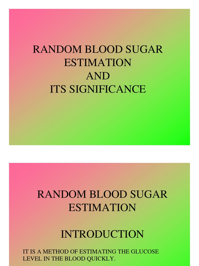 Random Blood Sugar Estimation and Its Significance Endocrine System
