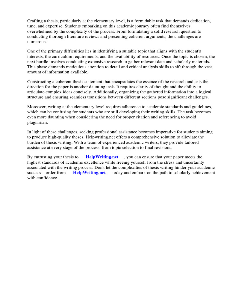 Thesis Elementary Pdf