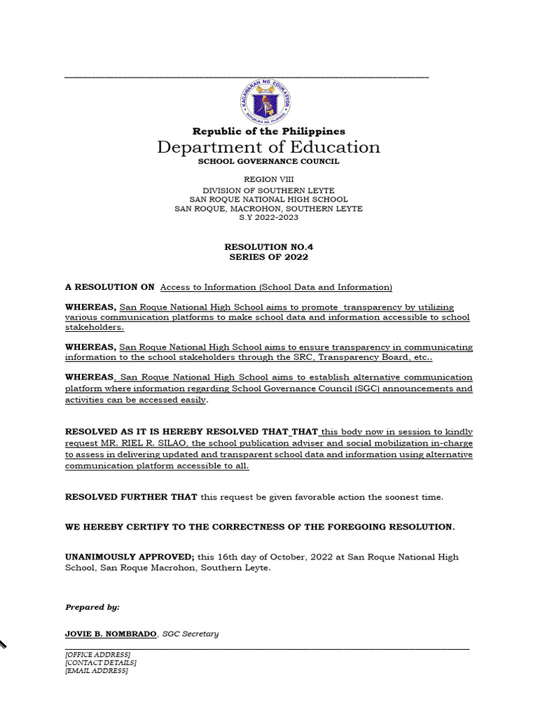 SGC Resolution on Access to Information | PDF | Social Institutions ...