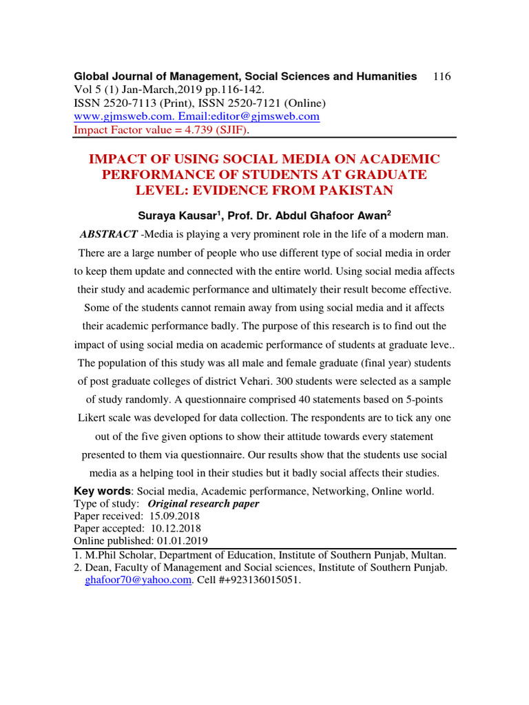 Social Media's Impact on Graduate Students | PDF | Social Media ...