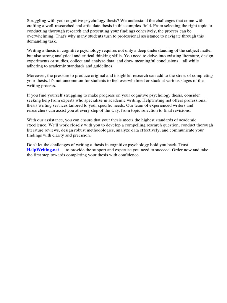 Cognitive Psychology Thesis Topics PDF Psychology Reason