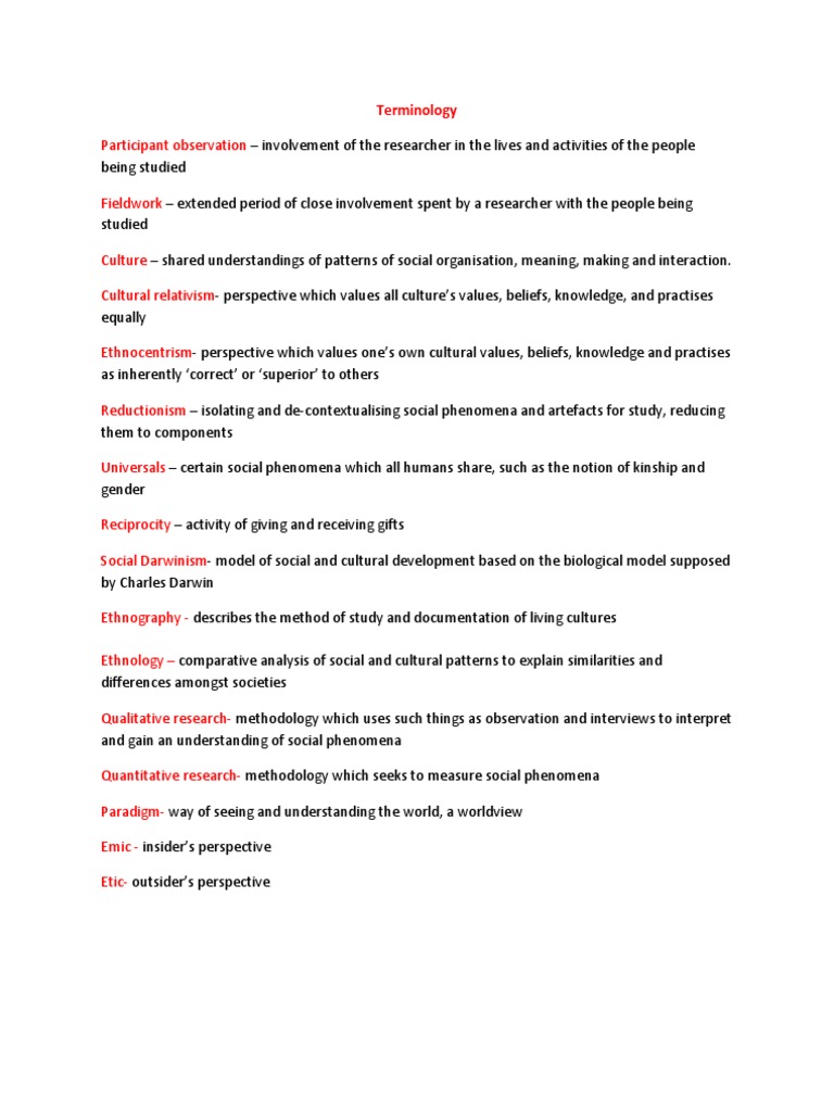 Key Terminology in Cultural Research | PDF | Social Science