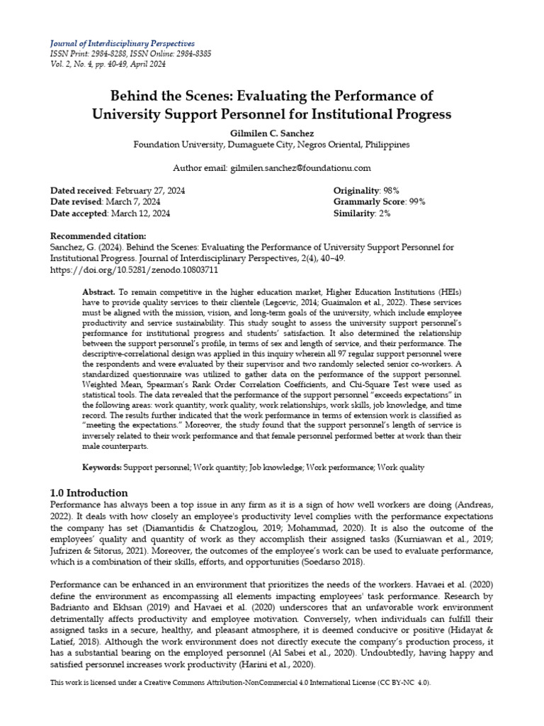 Evaluating University Support Staff Performance | PDF