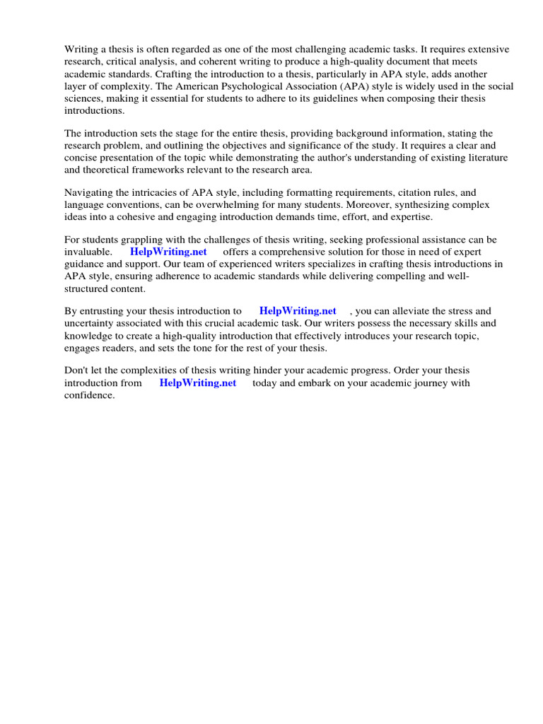 Thesis Introduction Apa Style | PDF | Career & Growth | Business