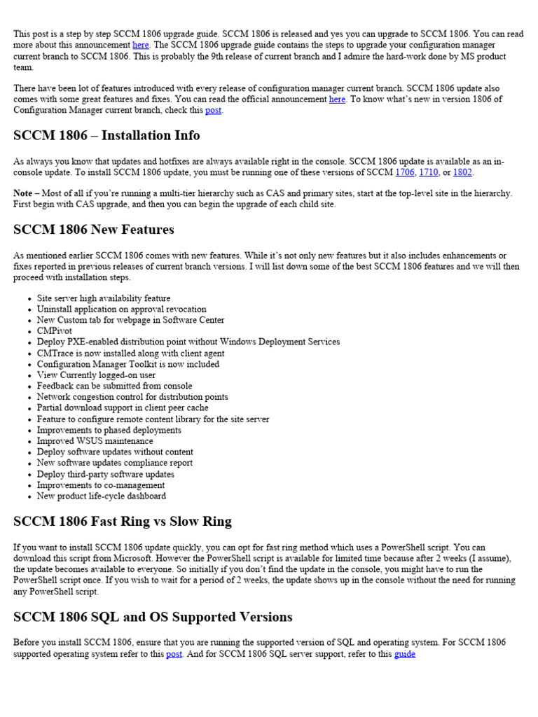 Step by step sccm 1806 upgrade guide pdf