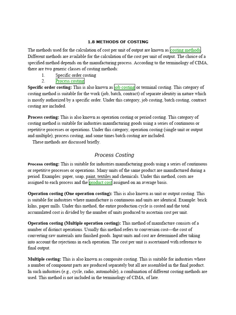 Specific Order Costing Methods Explained | PDF
