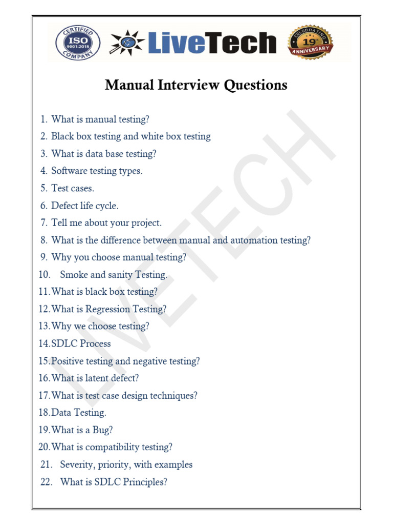 Manual Interview Questions New | PDF