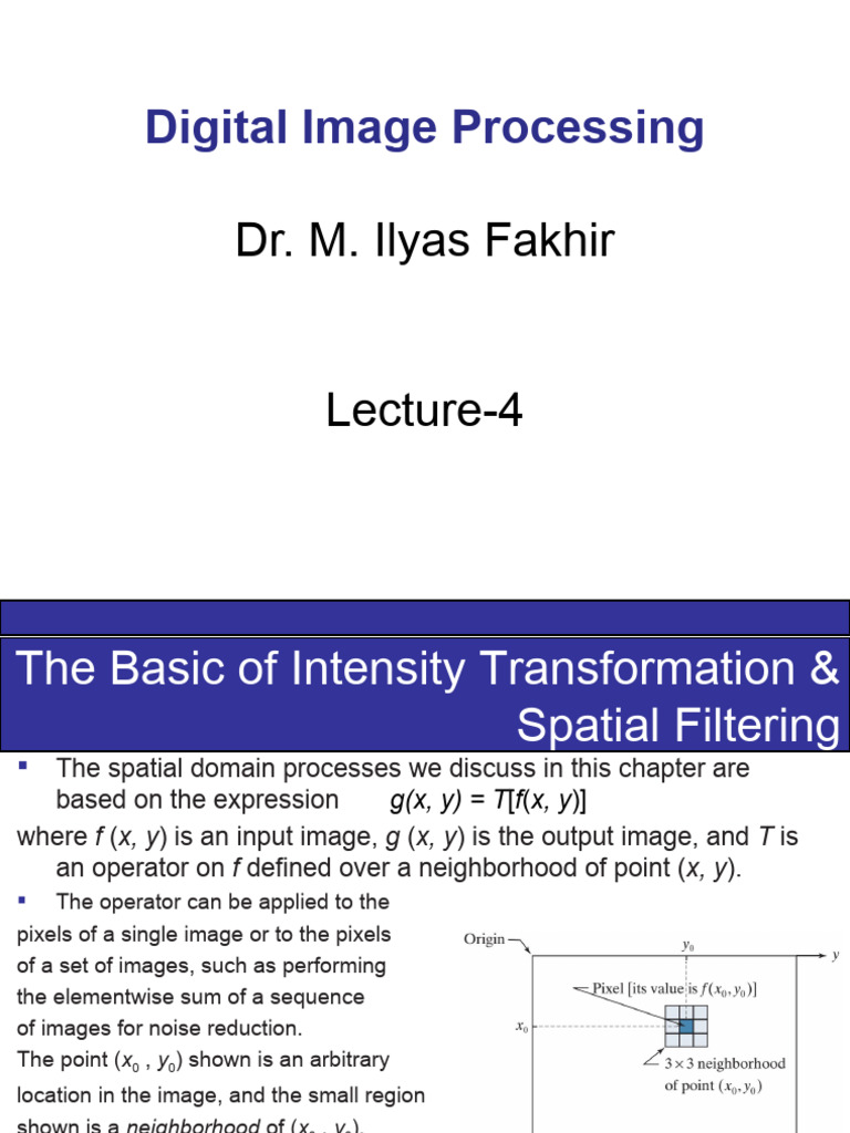 Intensity Transformations & Spatial Filtering | PDF | Signal Processing ...