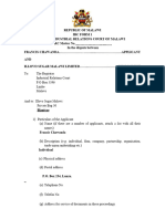 Francis Chawanda V. Illovo Sugar Malawi Limited - Zula IRC Form 1 & Statement of Claim