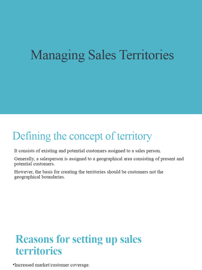 Managing Sales Territories Pdf Sales Private Sector