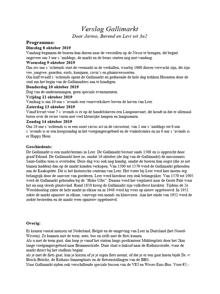 Verslag Gallimarkt | PDF