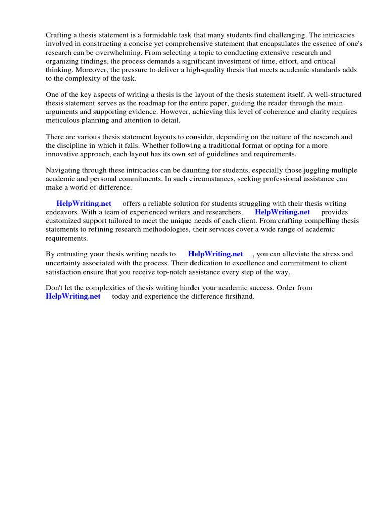 Thesis Statement Layouts Pdf