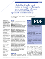 Reproducibility Tender Point Examination Chronic Low Back Pain Patients As Measured by Intrarater and Inter-Rater Reliability