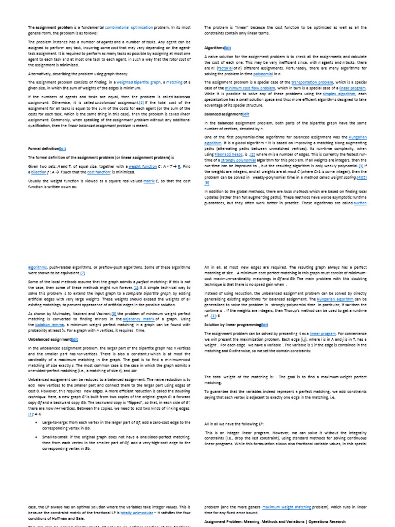 Assignment Method | Download Free PDF | Combinatorics | Computer ...