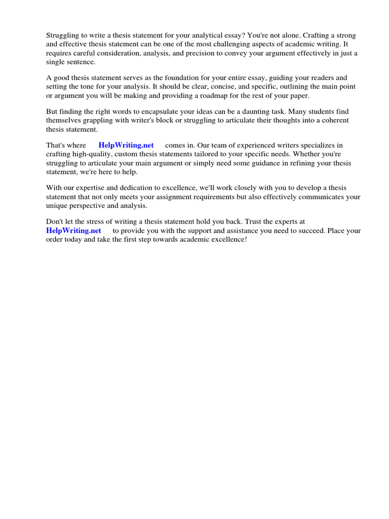 Writing A Good Thesis Statement For An Analytical Essay | PDF | Essays ...