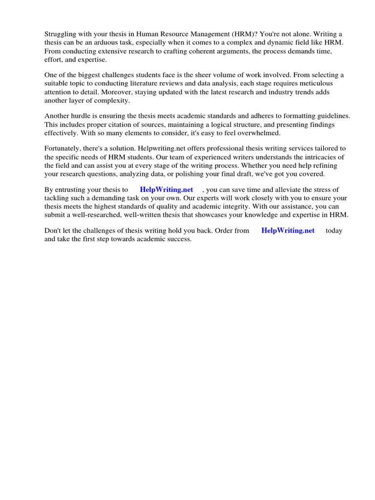 Thesis Hrm Student Pdf Human Resource Management Thesis